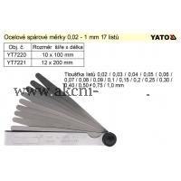 YATO Spárové měrky 0,02 - 1 mm délka 100 mm, YT-7220, YT7220